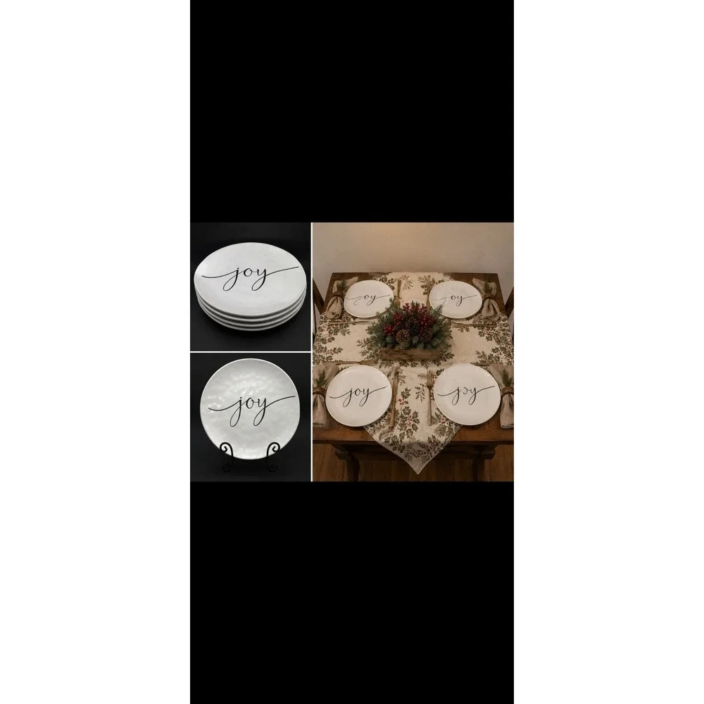 Robert Stanley 4 Dinner Plates Lot Everyday Christmas Joy